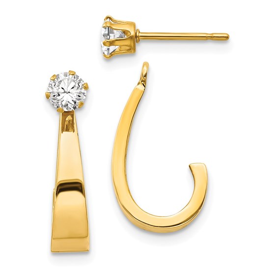 14k J Hoop with Zirconia Stud Earring Jackets 14k J Hoop with Zirconia Stud Earring Jackets